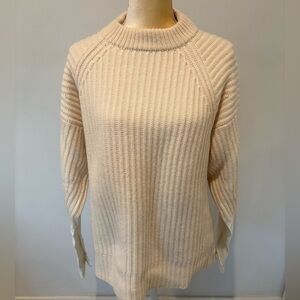 Haider Ackermann Cream Ribbed Wool Sweater, XS- Oversized